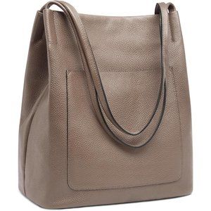 Tote Bags for Women Genuine Leather Shoulder Bag with Top Snap Closure-Khaki
